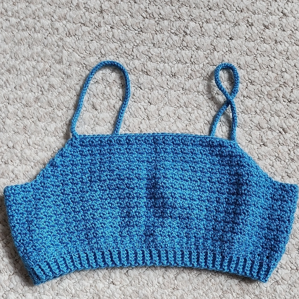 Blue Chrochet Crop Top